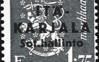 1941 I-K Musta lisäpainama 1,75 mk normaali A ** LaPe 2 I