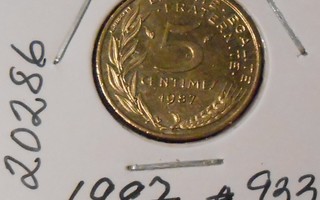 RANSKA  5 Centimes  v.1987  KM#933  Circ