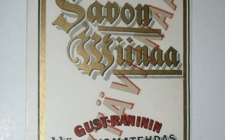Vanha etiketti, Savon Wiinaa, Gust. Ranin, Kuopio