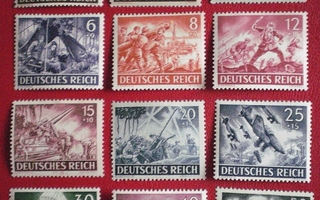 Saksa Valtakunta leimaamattomat postimerkit 12 kpl