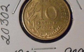 RANSKA  10 Centimes  v.1972   KM#929  Circ