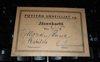 Pöytyä Pöytyän Urheilijat Jäsenkortti 1946 PK200/7