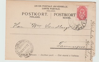 Postikortti Karhulasta Tampereelle 1905  (R)