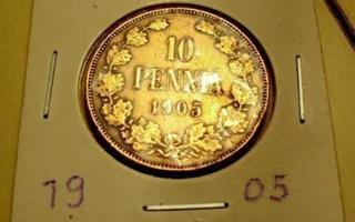 10 pennin kolikko 1905