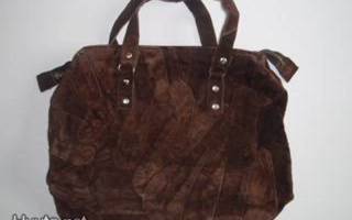 ruskea vintage mokkanahkapalalaukku 40x33cm, ehdota hintaa