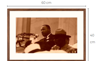 Martin Luther King Jr. sepia taidevalokuvataulu kehystetty