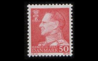 Tanska 429y ** Frederik IX 50 öre punainen y-paperi (1965)