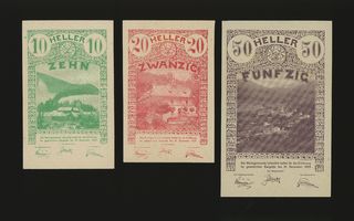 Itävalta Notgeld 10, 20, 50 Heller, Lilienfeld 1920