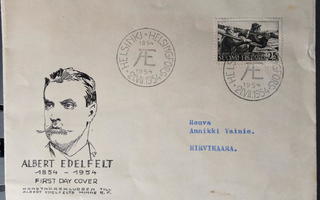 AlbertEdelfelt -merkin FDC-kuori 1954, kulkenut