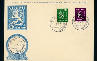 FDC 1948 Yleismerkit 3 mk ja 12mk/10 mk