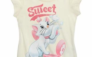 Lyhythihainen T-paita Disney Marie the Cat Valkoin koko 128