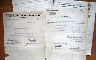 1917/18  Tampere Jussi Havulinnan Sähköliike laskut 4 kpl