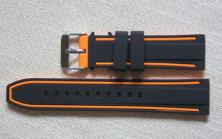22mm musta oranssi silikonikumi ranneke