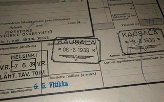 VR Kausala Asemaleima Rahtikirja 1939 PK140/8