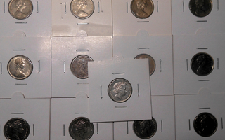 Australia. 5 cents v.1966-2006, 13 erilaista kolikkoa.