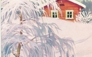 Hugo Vartiainen: Luminen puu ,taustalla talo