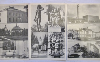 3 VANHAA Postikorttia Tampere n. 1940-l