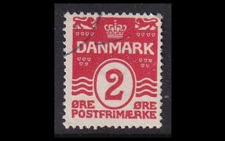 Tanska 43B o Aaltoviiva 2 öre (14:14 1/2) (1905)
