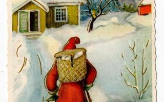 Joulupukki tulossa taloon - Hyvää Joulua - kulk. 1961