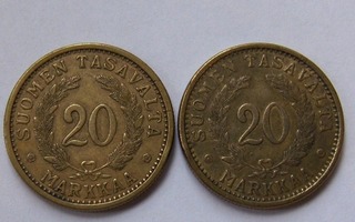 20 mk markkaa 1937 ja 1939 Alumiinipronssia