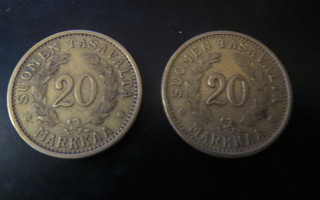 20 mk kolikot 1937 & 1938