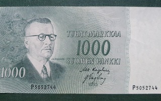 1000 mk 1955 J.K. Paasikivi - hieno seteli!