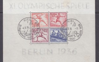 Saksa reich 1936 olympiblokki  erikoisleimalla.