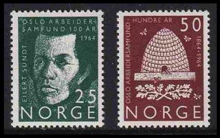 Norja 512-3 ** Oslon työväenyhdistys 100v (1964)