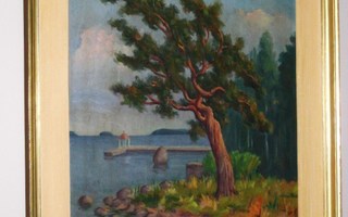 Kaapo Rissala ( 1900 - 1971 )  RANNALTA  öljymaalaus .
