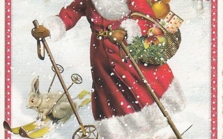Joulupukki hiihtää (Tausendschön-kortti)