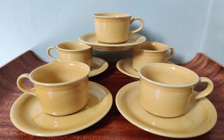 Arabia - Keltainen kahvikuppi - 5 paria