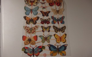 Vintage kiiltokuva-arkki , perhosia