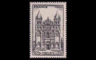 Ranska 632 ** Katedraali 50 C + 1.50 Fr (1944)