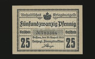 Saksa Notgeld 25 Pfennig, Dessau 20.8.1918