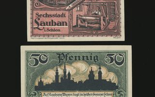 Saksa Notgeld 25, 50 Pfennig, Lauban 1920