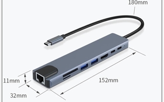 Uusi ja käyttämätön 8-in-1-USB-keskitin / USB-hubi