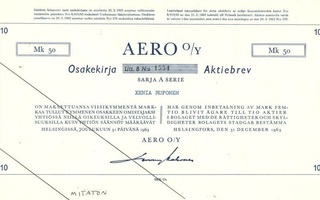 1963 Aero O/y Helsinki, pörssi osakekirja