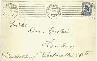 1920 50p sininen kirje Saksaan