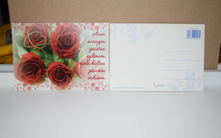 postikortti ruusu punainen