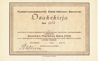 1928 Etelä-Hämeen Sanomat Oy bla, Riihimäki