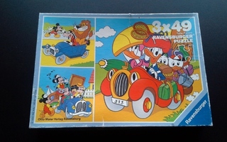 Disney / Ravensburger 3x49 palan palapeli 1986 "On the Road"