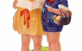 WANHA / Heleästi pukeutunut tyttö ja poika laulaa. 1930-l.