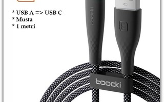Musta Toocki USB A - USB C data/pikalatauskaapeli /1m #29012