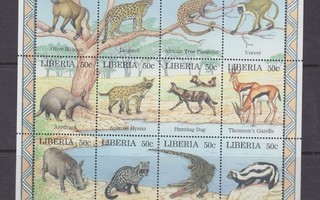 Liberia eläimiä aiheinen blokki postituoreena
