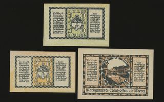 Itävalta Notgeld 10, 20, 50 Heller, Neuhofen 1920