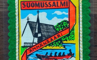 Suomussalmi Ämmänsaari vintage kangasmerkki