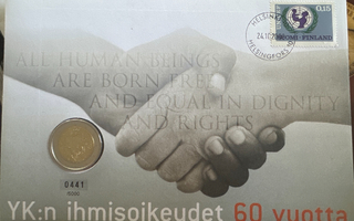 YK Ihmisoikeudet 60v 2 euron kolikko