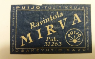 TT ETIKETTI - RAVINTOLA MIRVA K1 S35
