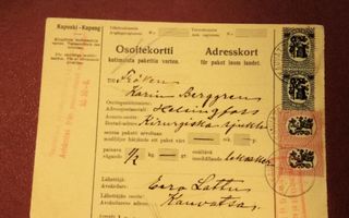 1926 Osoitekortti Kauvatsasta-Helsinkiin