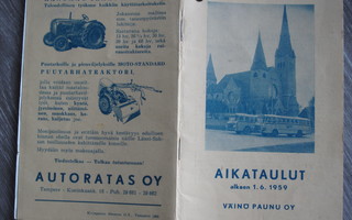 Aikataulut Väinö Paunu Oy.1959